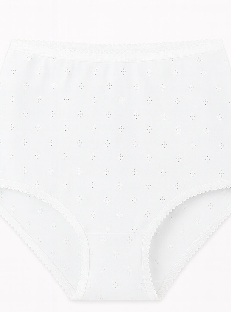 Maison Solfin - Culotte femme maille fantaisie blanche – 54