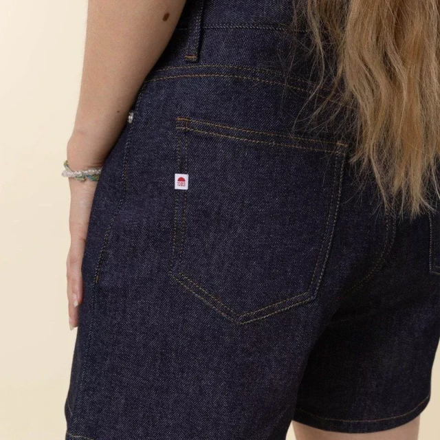 1083 - SHORT JEANS 276H LARGE taille haute coton bio indigo brut