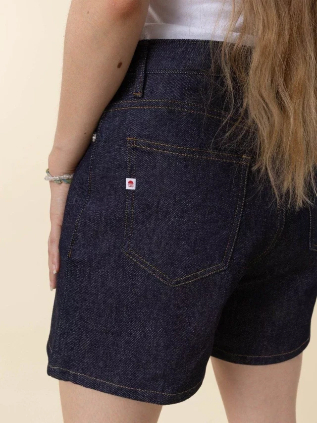 1083 - SHORT JEANS 276H LARGE taille haute coton bio indigo brut