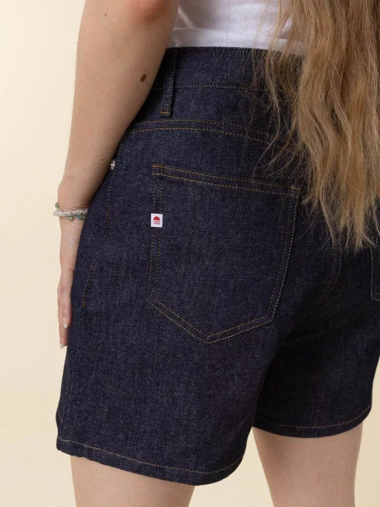 1083 - SHORT JEANS 276H LARGE taille haute coton bio indigo brut