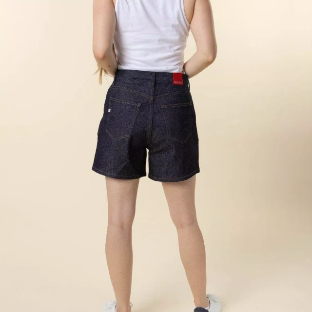 1083 - SHORT JEANS 276H LARGE taille haute coton bio indigo brut
