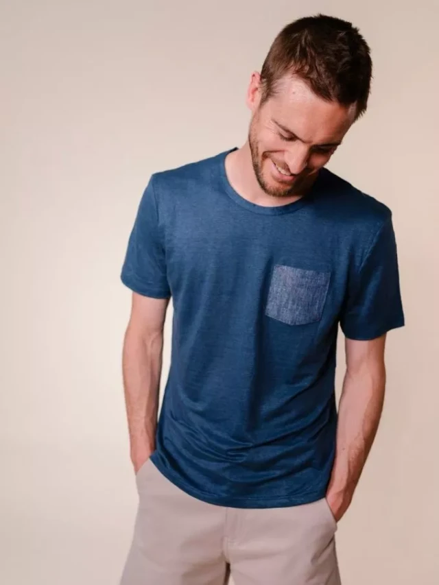 1083 - T-SHIRT LIN 307 LEMAHIEU  bleu Homme