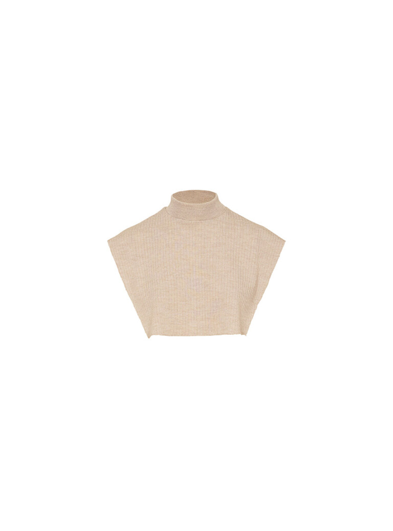 Maison-solfin - Col plastron mixte laine mérinos beige chaud – U