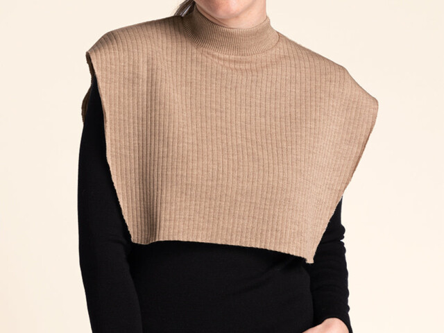 Maison-solfin - Col plastron mixte laine mérinos beige chaud – U