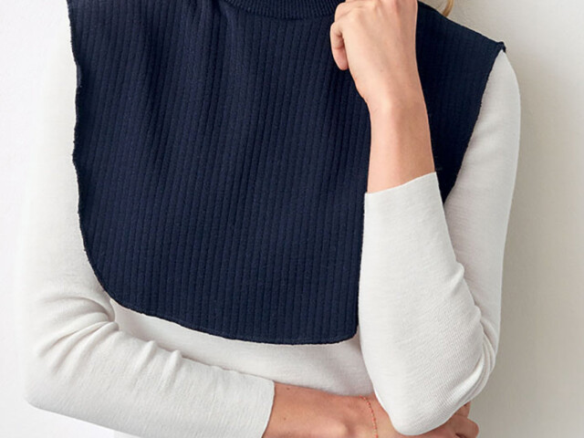 Maison-solfin - Col plastron mixte laine mérinos bleu marine – U