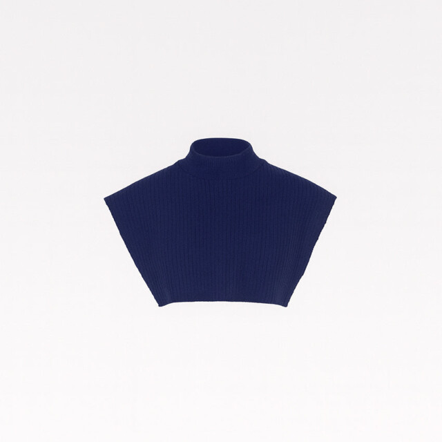 Maison-solfin - Col plastron mixte laine mérinos bleu marine – U