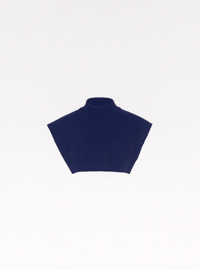 Maison-solfin - Col plastron mixte laine mérinos bleu marine – U