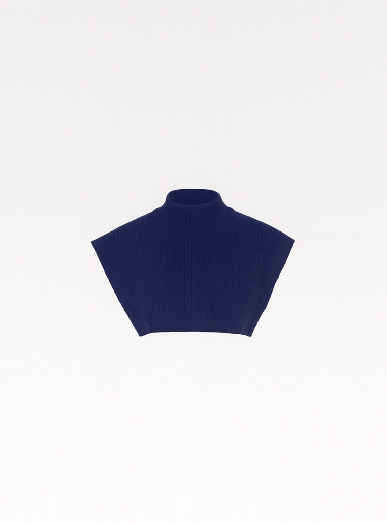 Maison-solfin - Col plastron mixte laine mérinos bleu marine – U
