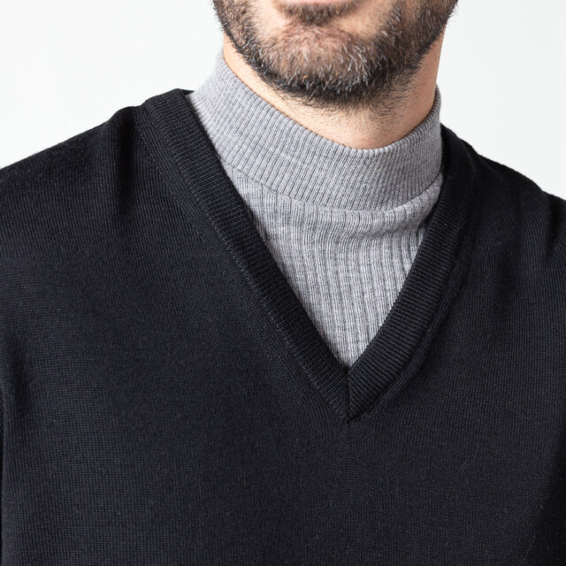 Maison-solfin - Col plastron mixte laine mérinos gris léger – U