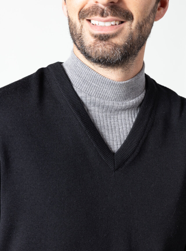 Maison-solfin - Col plastron mixte laine mérinos gris léger – U
