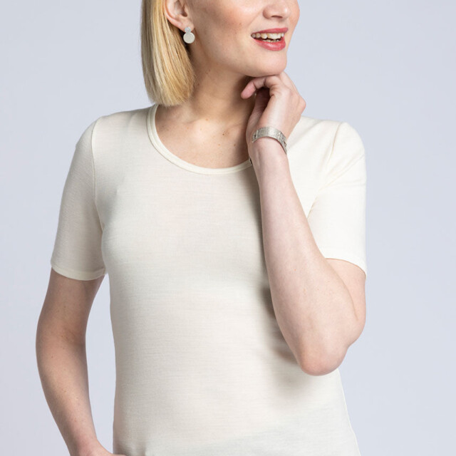 Maison Solfin - T-shirt femme laine et soie blanc – 4