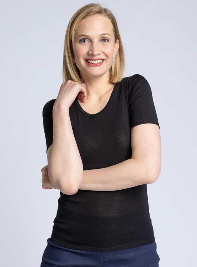 Maison Solfin - T-shirt femme laine et soie noir – 4