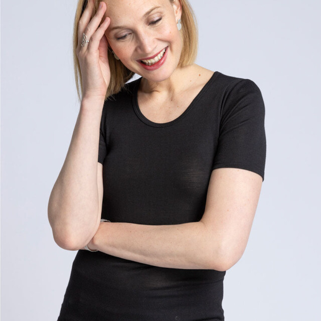 Maison Solfin - T-shirt femme laine et soie noir – 4