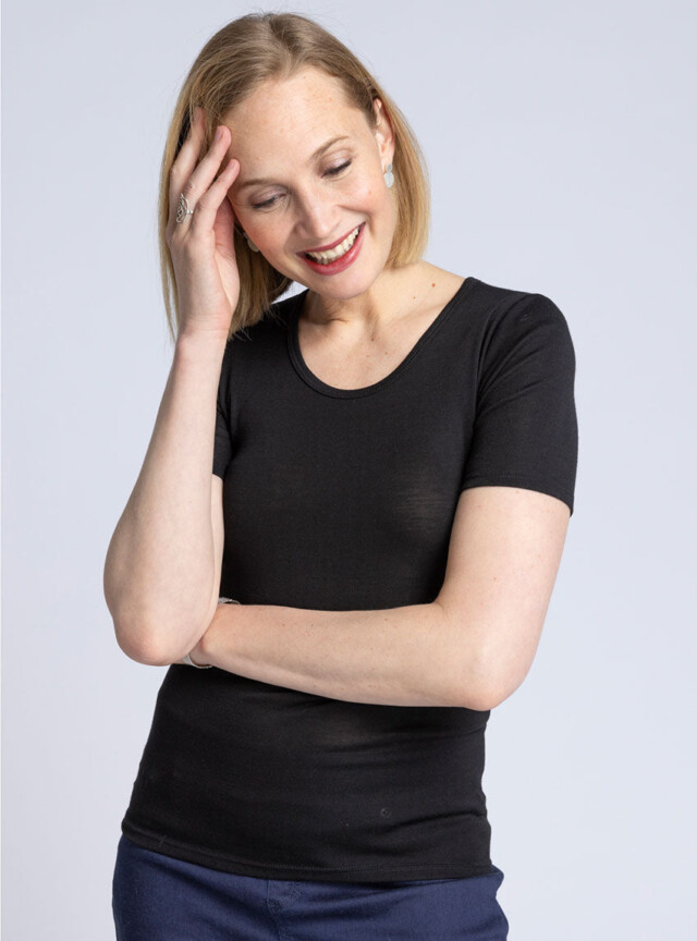 Maison Solfin - T-shirt femme laine et soie noir – 4