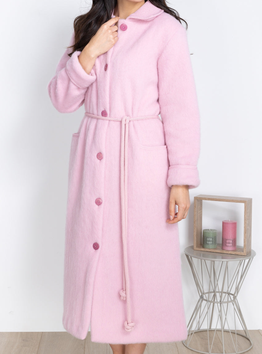 3555 RDO 2 robe de chambre femme laine pyrenees rose douceur Maison-solfin - Robe de chambre femme en laine des Pyrénées rose douceur – M