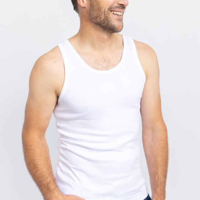 Maison-solfin - Tee-shirt homme sans manches en coton blanc – 5