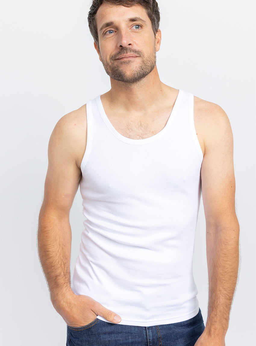 364 1 2 t shirt homme sm coton blanc 812067a8 7b7e 40cb b880 18c3c5f475a3 Maison-solfin - Tee-shirt homme sans manches en coton blanc – 5