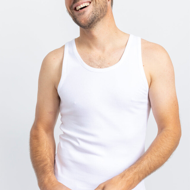 Maison-solfin - Tee-shirt homme sans manches en coton blanc – 5