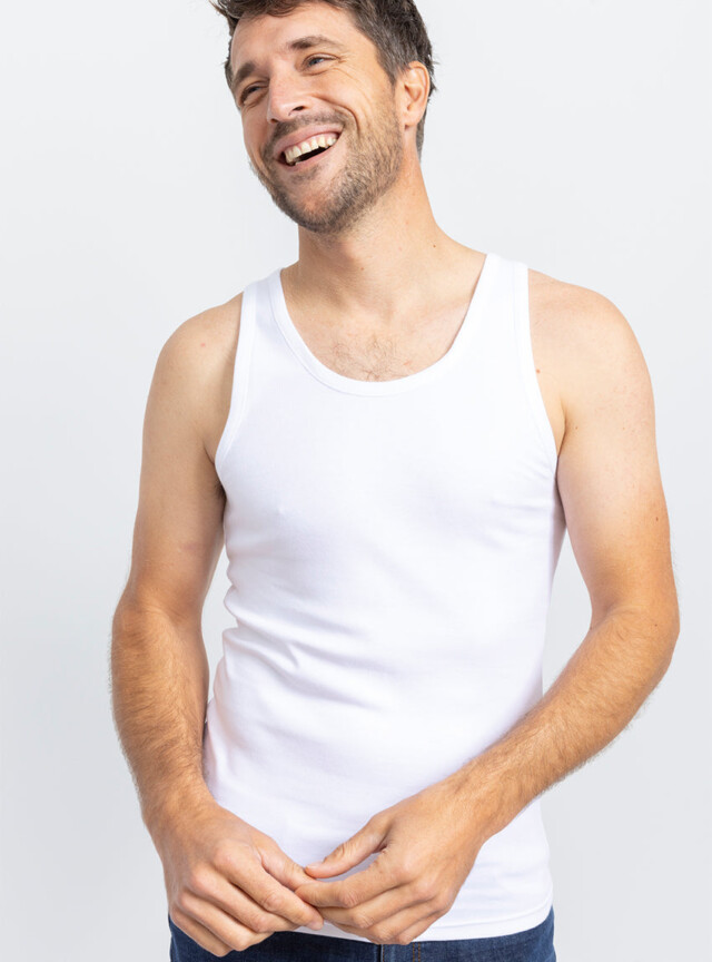 Maison-solfin - Tee-shirt homme sans manches en coton blanc – 5
