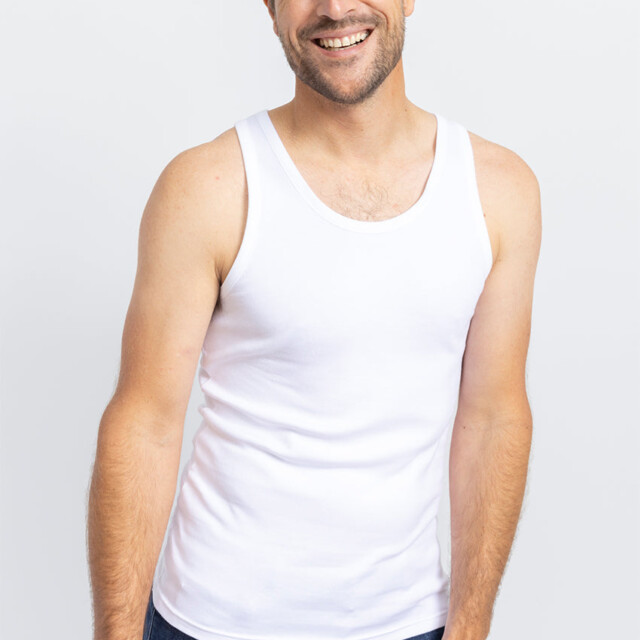 Maison-solfin - Tee-shirt homme sans manches en coton blanc – 5