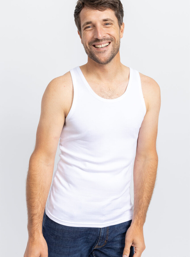 Maison-solfin - Tee-shirt homme sans manches en coton blanc – 5