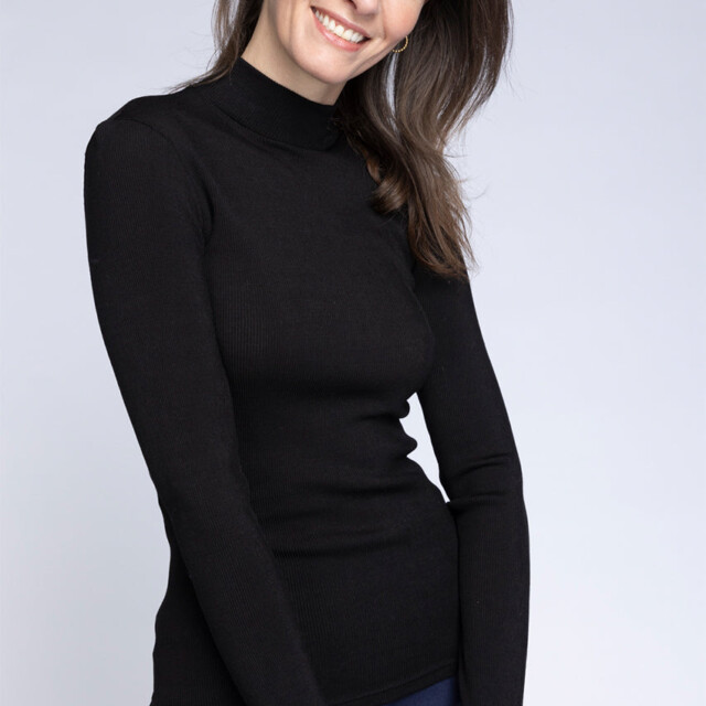 Maison-solfin - Pull chaussette femme laine et soie  noir – 4