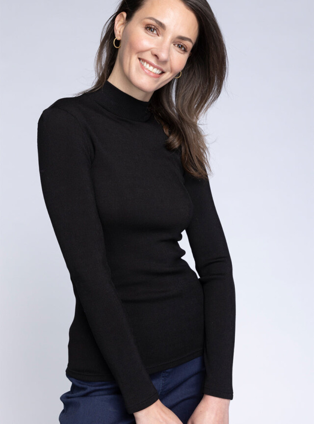 Maison-solfin - Pull chaussette femme laine et soie  noir – 4