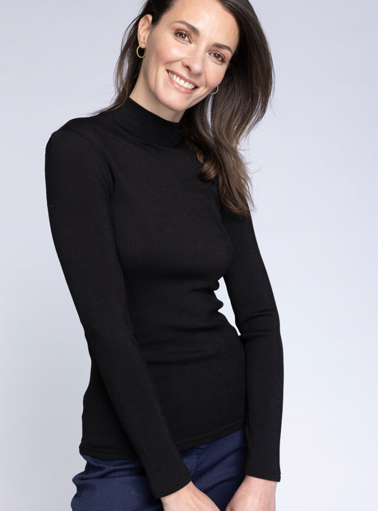Maison-solfin - Pull chaussette femme laine et soie  noir – 4