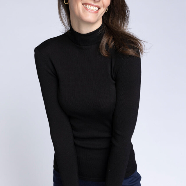 Maison-solfin - Pull chaussette femme laine et soie  noir – 4