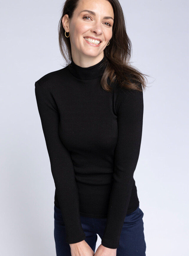 Maison-solfin - Pull chaussette femme laine et soie  noir – 4