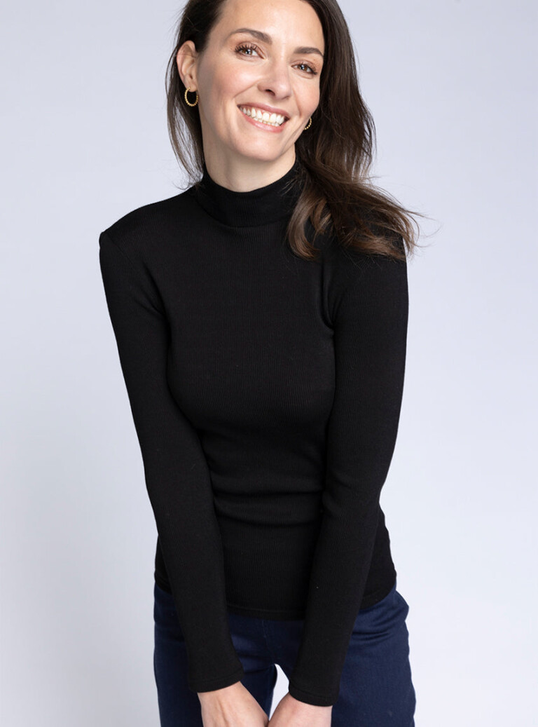Maison-solfin - Pull chaussette femme laine et soie  noir – 4