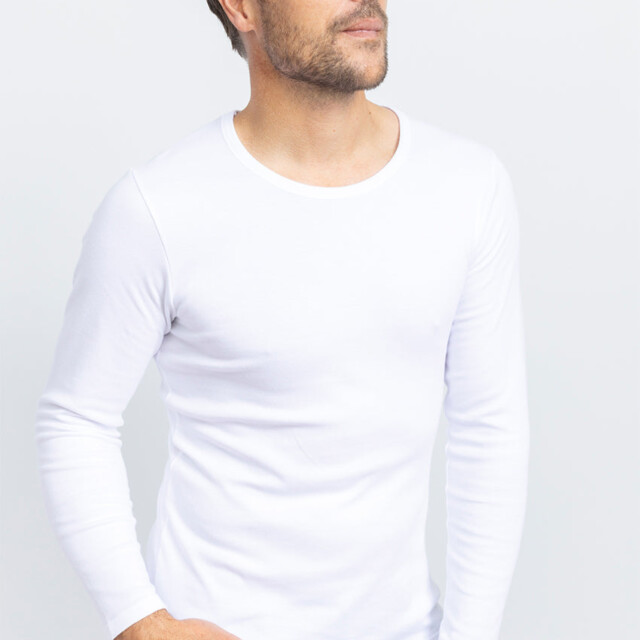 Maison-solfin - Tee-shirt homme manches longues en coton blanc – 5