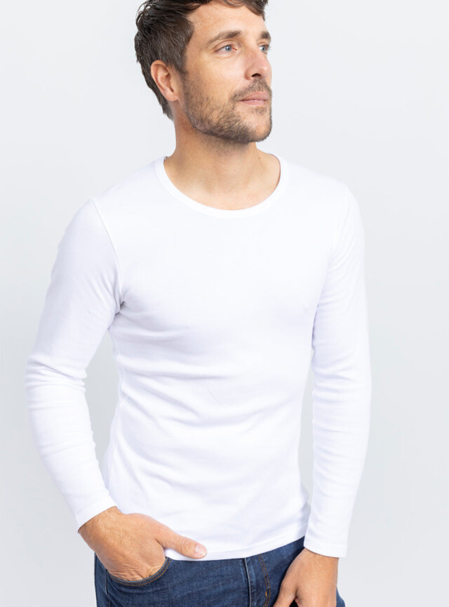Maison-solfin - Tee-shirt homme manches longues en coton blanc – 5