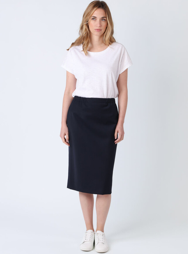MAISON SOLFIN - Jupe droite femme bleu marine