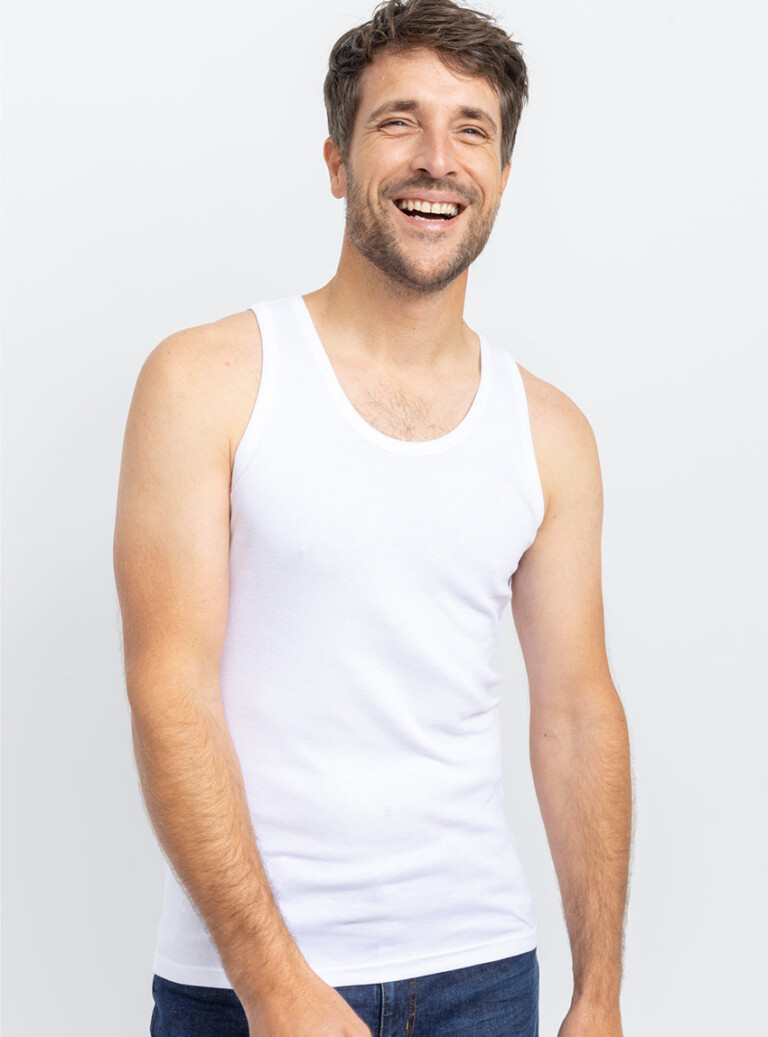 Maison-solfin - Débardeur fin homme en coton peigné blanc – 5