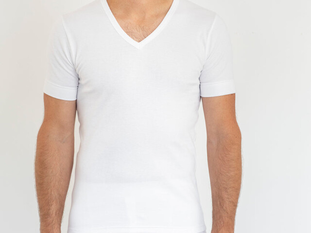 Maison-solfin - Tee-shirt homme encolure V en coton blanc – 5