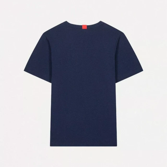 1083 - T-SHIRT DROIT BRODE 404 coton bio bleu marine Femme