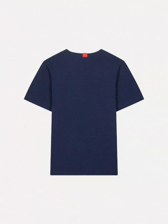 1083 - T-SHIRT DROIT BRODE 404 coton bio bleu marine Femme