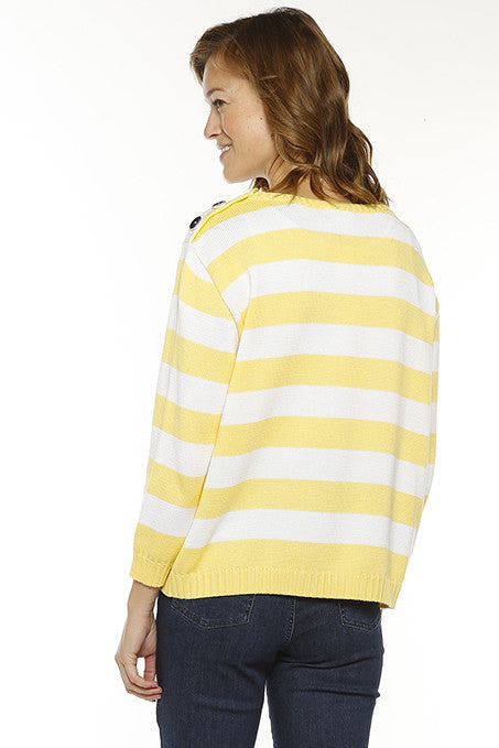 Pull marinière français – JAUNE CITRON par la marque MAISON SOLFIN MAISON SOLFIN - Pull marinière français – JAUNE CITRON
