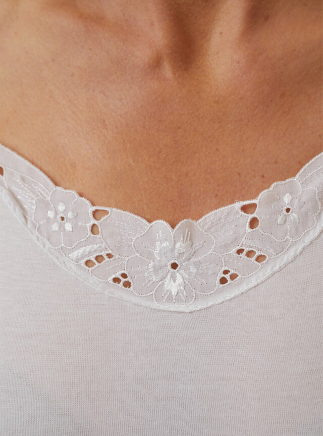 Maison-solfin - Débardeur femme à fines bretelles coton blanc – 5
