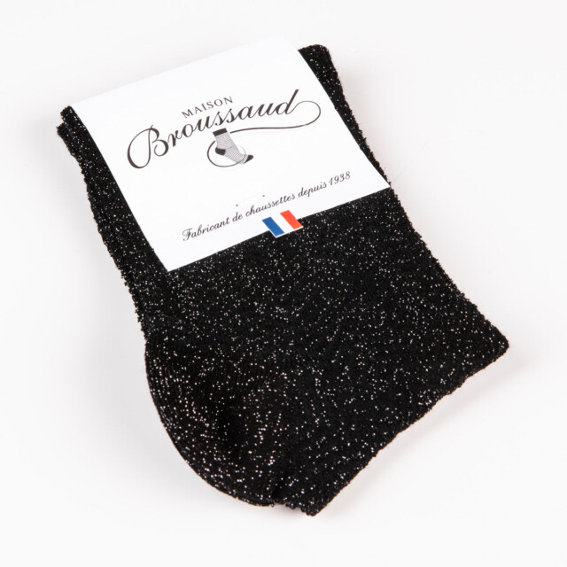 Maison Broussaud - Les Chevrons - chaussettes femme - coton noir – 39/41 / Noir Brillo