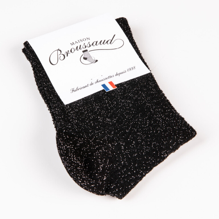 Maison Broussaud - Les Chevrons - chaussettes femme - coton noir – 39/41 / Noir Brillo