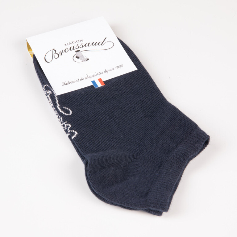 Maison Broussaud - Les Invisibles Drapeau - chaussettes homme - coton marine – 43/46 / Marine
