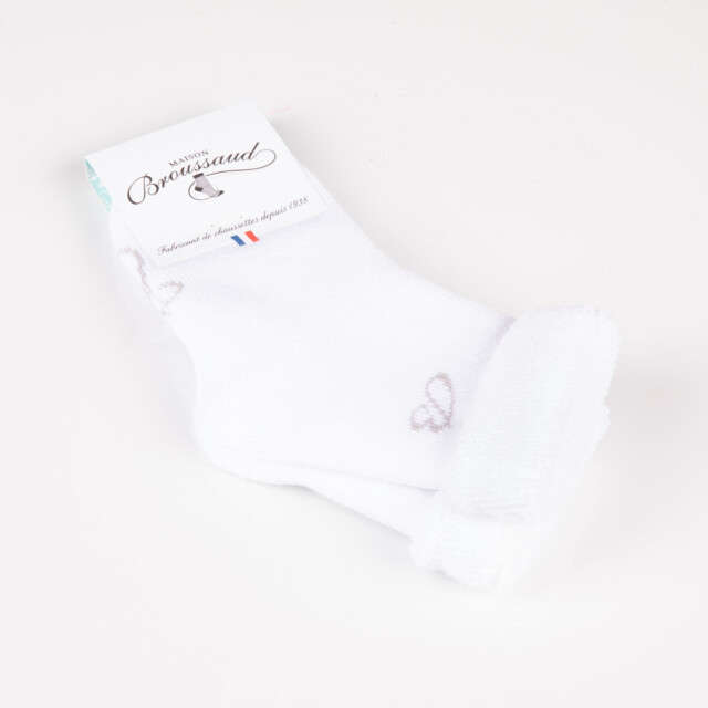 Maison Broussaud - Les Bottons B - chaussette bébé - coton blanc – 19/22 / Blanc Gris
