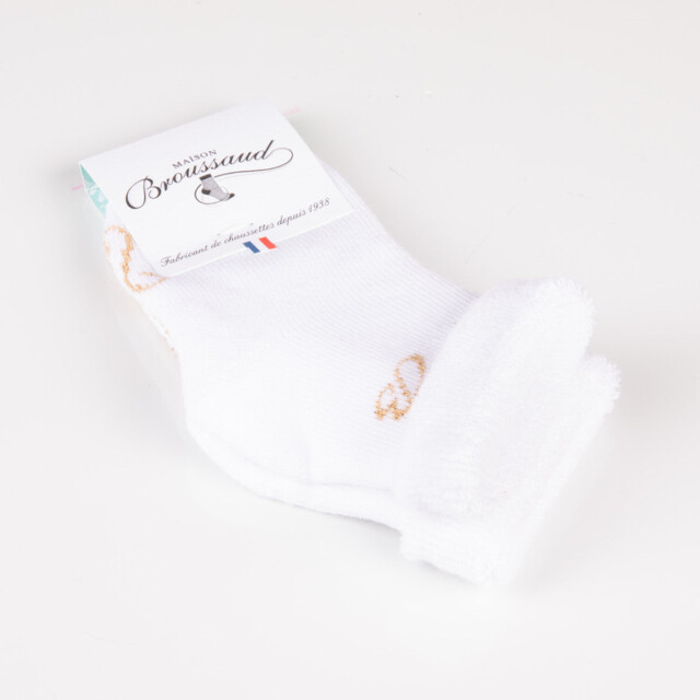 Maison Broussaud - Les Bottons B Or - chaussette bébé - coton blanc – 19/22 / Blanc Or