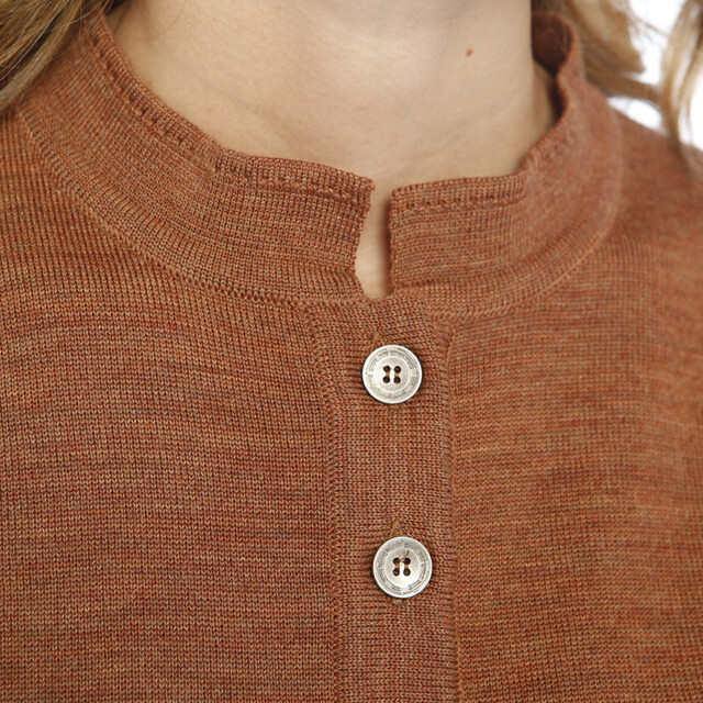 Maison-solfin - Pull laine fine mérinos femme col montant - MARRON CUIR – 36