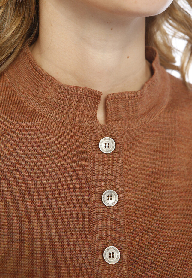 Maison-solfin - Pull laine fine mérinos femme col montant - MARRON CUIR – 36