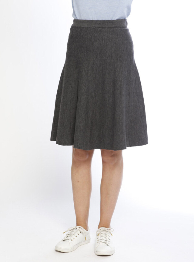 Maison-solfin - Jupe plissée femme en laine merinos gris anthracite – 38