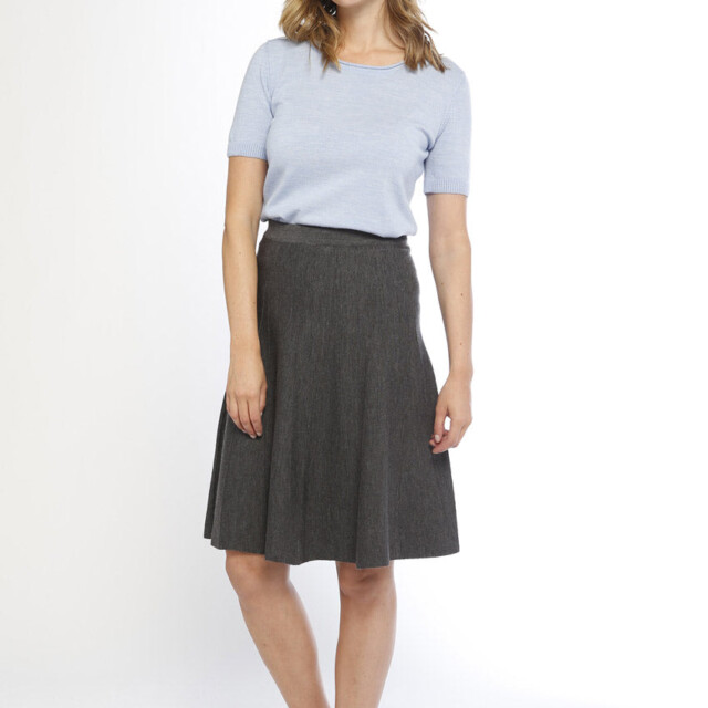 Maison-solfin - Jupe plissée femme en laine merinos gris anthracite – 38