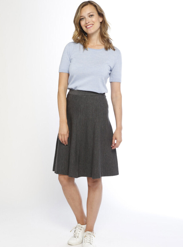 Maison-solfin - Jupe plissée femme en laine merinos gris anthracite – 38